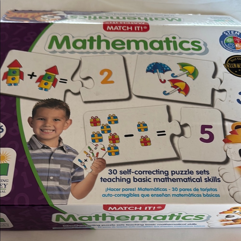 Match Mathematics Puzzle Game - Green, White, Purple, Yellow, Blue